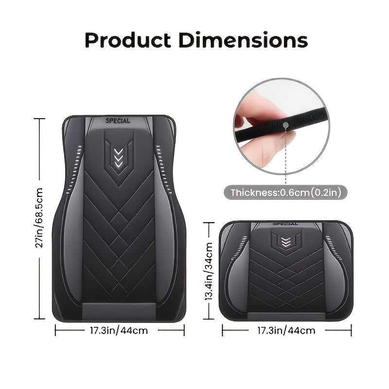 4-Piece Black Gray Arrow Pattern Car Floor Mats Non-Slip Easy Clean