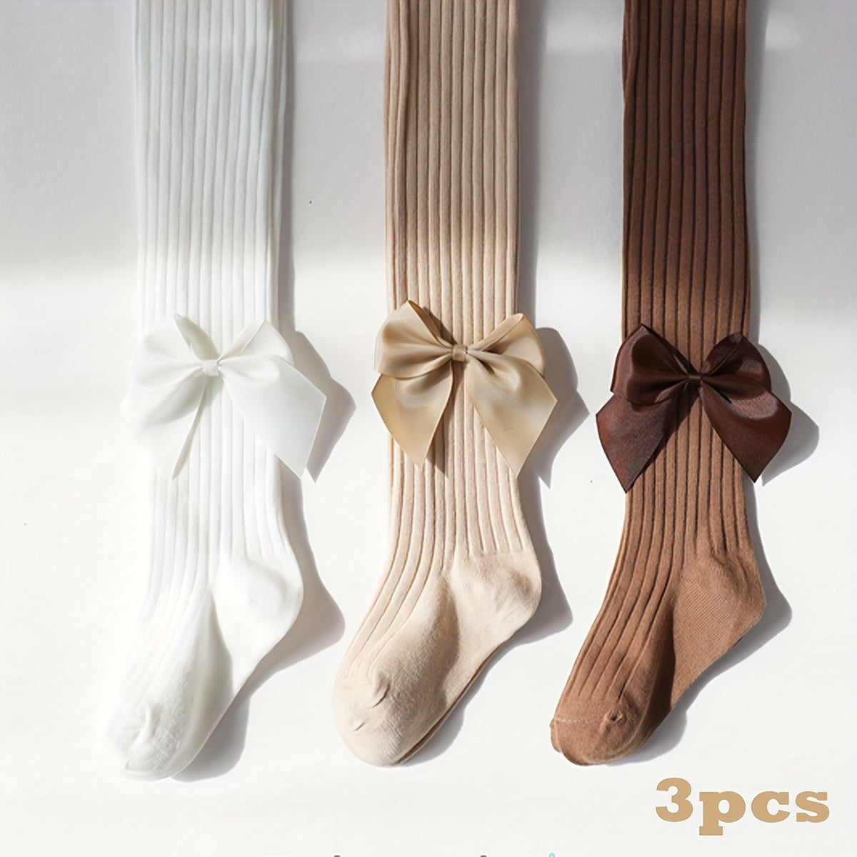 Girls' Striped Bowknot Tights Polyester Spandex All-Season for Girls 12 and Under