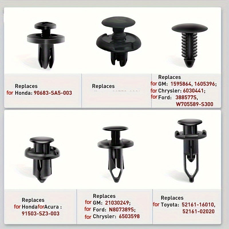 200 Pcs Mixed Car Bumper Fastener Clips 6-10mm Universal Body Repair