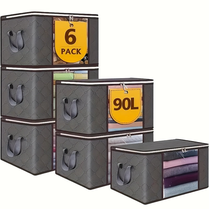 Шесть больших прочных складных сумок для хранения постельных принадлежностей, одежды и игрушек