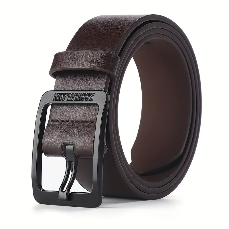 Faux Leather Belt for Men with Pin Buckle Casual Formal Adjustable