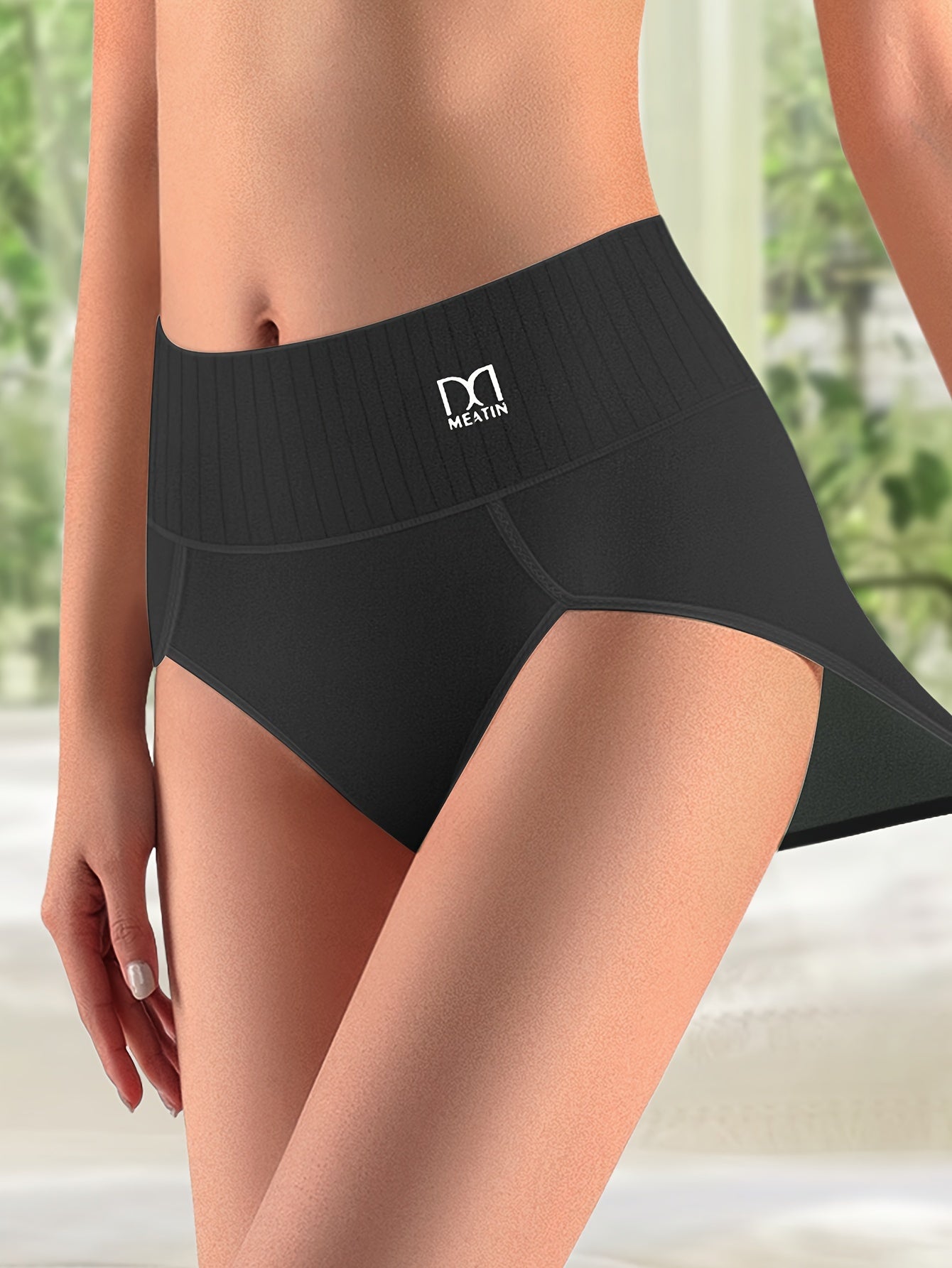 Pack de 4 braguitas de algodón de cintura alta y cobertura total para mujer