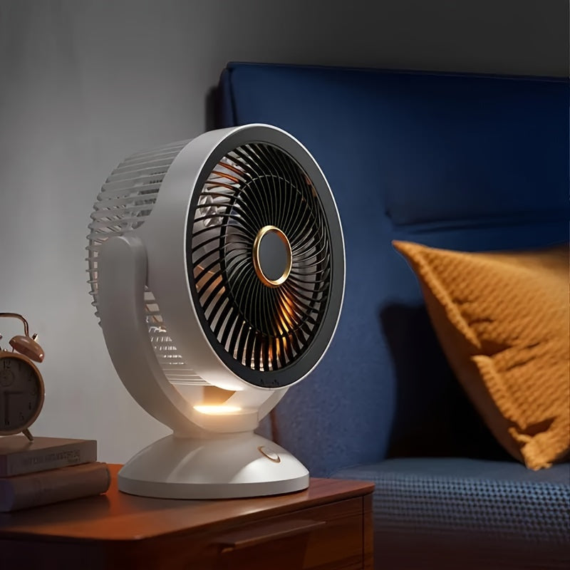 Desktop Fan with Adjustable Speed and Night Light for Office and Home
