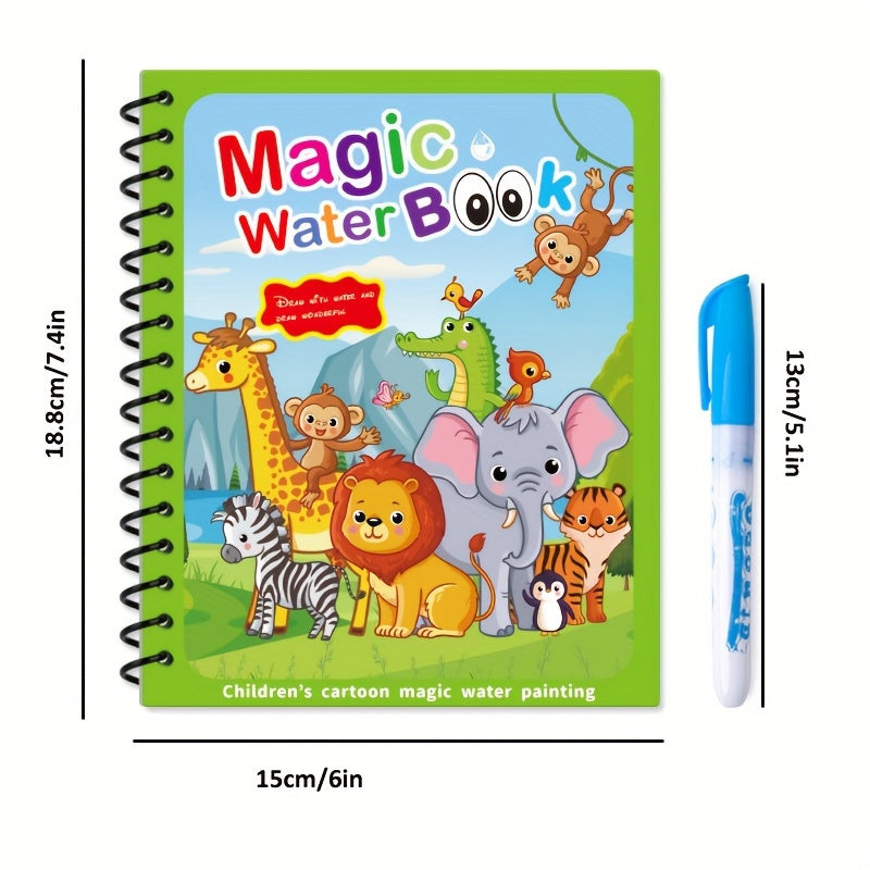 Water Drawing Book for Kids 3 Plus Reusable Water Pad with Water Pen in Multiple Colors