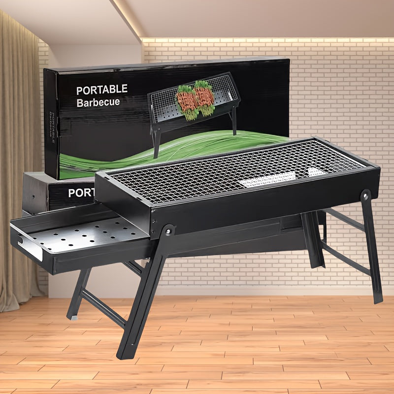 Mustahkam zanglamaydigan po'latdan tayyorlangan portativ bukadigan ko'mir grill, ochiq havoda BBQ partiyalari, lager va pikniklar uchun ideal. Qulay pishirish uchun yon tomonli qozon bilan kompakt dizayn.