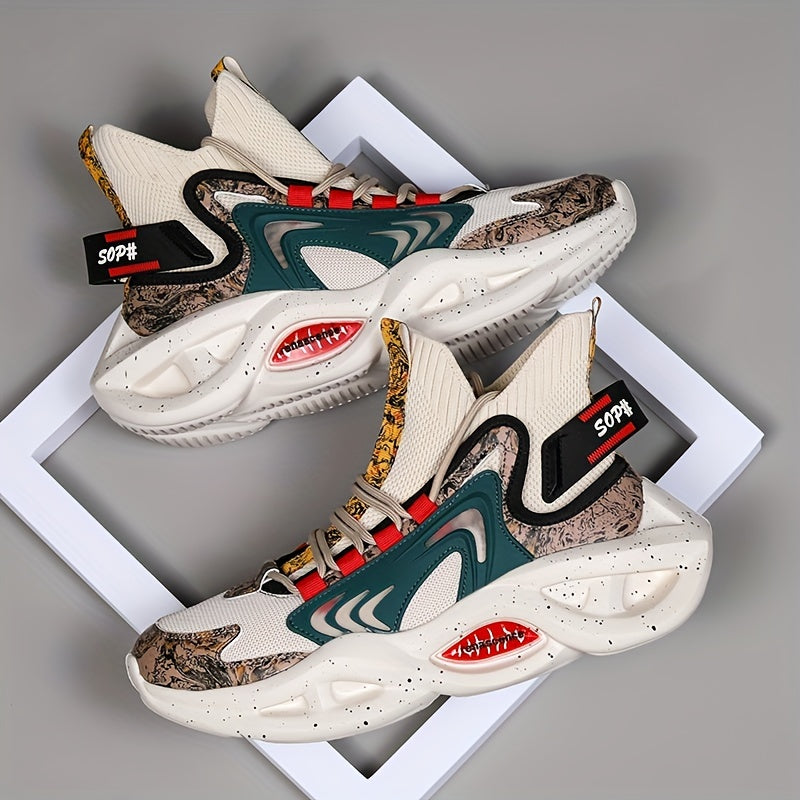 Men's Mesh Canvas High Top Sneakers for Outdoor Sports Casual Style