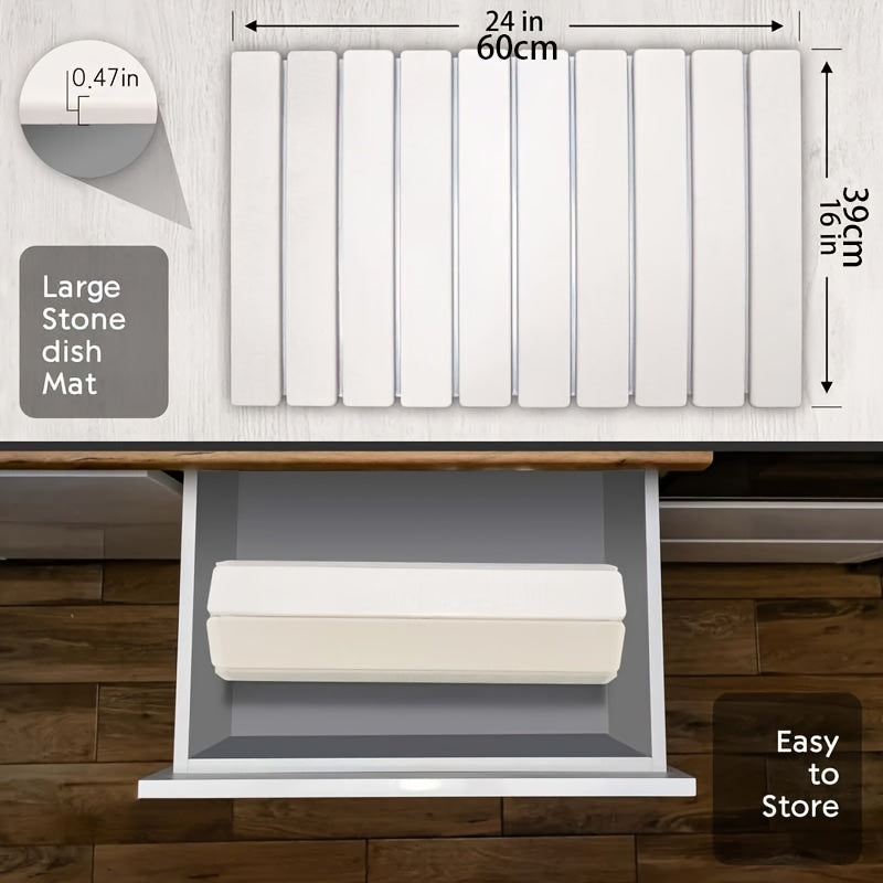 Diatom Mud Dish Drying Mat Collapsible Quick Dry Countertop Large Absorbent