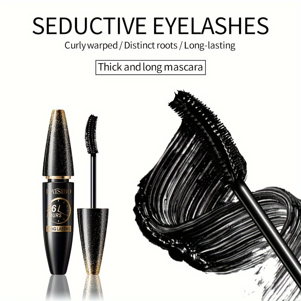 Máscara a prueba de agua para mujer, alargadora y rizada 8D, negra, de larga duración