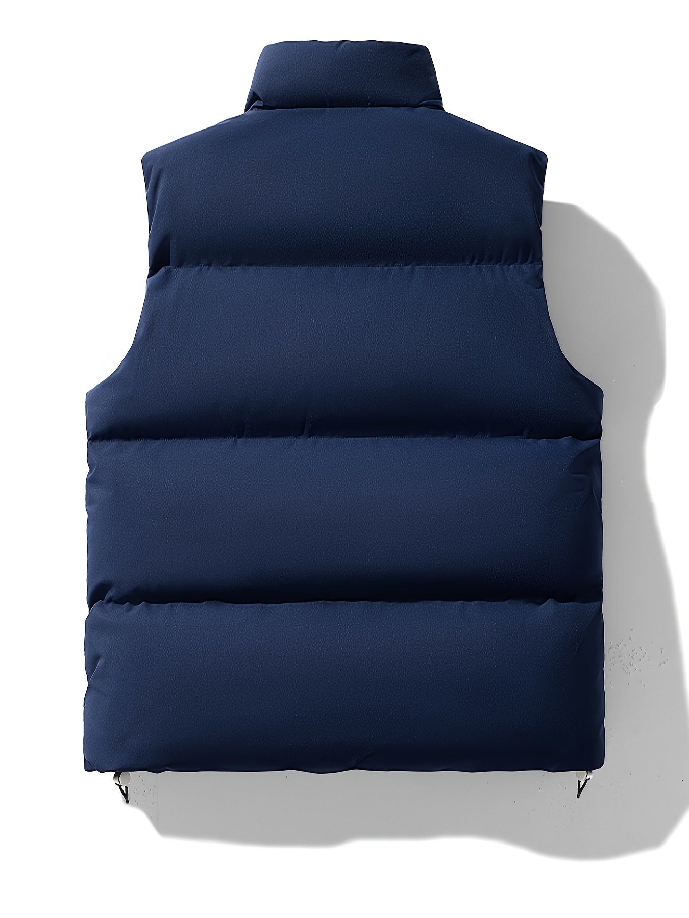Men's Polyester Vest with Stand Collar Full Zip Solid Color Casual Autumn Winter