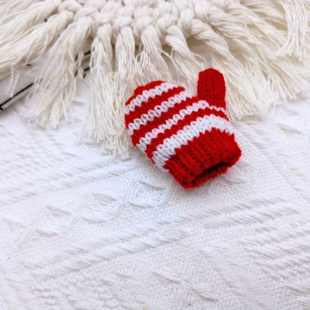 Guantes decorativos de Navidad en miniatura, adornos hechos a mano para el hogar y la oficina