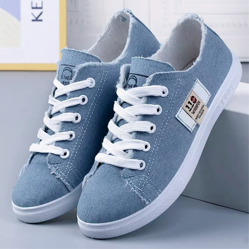 Women's Casual Slip-On Sneakers Light Blue Breathable Fabric All-Season