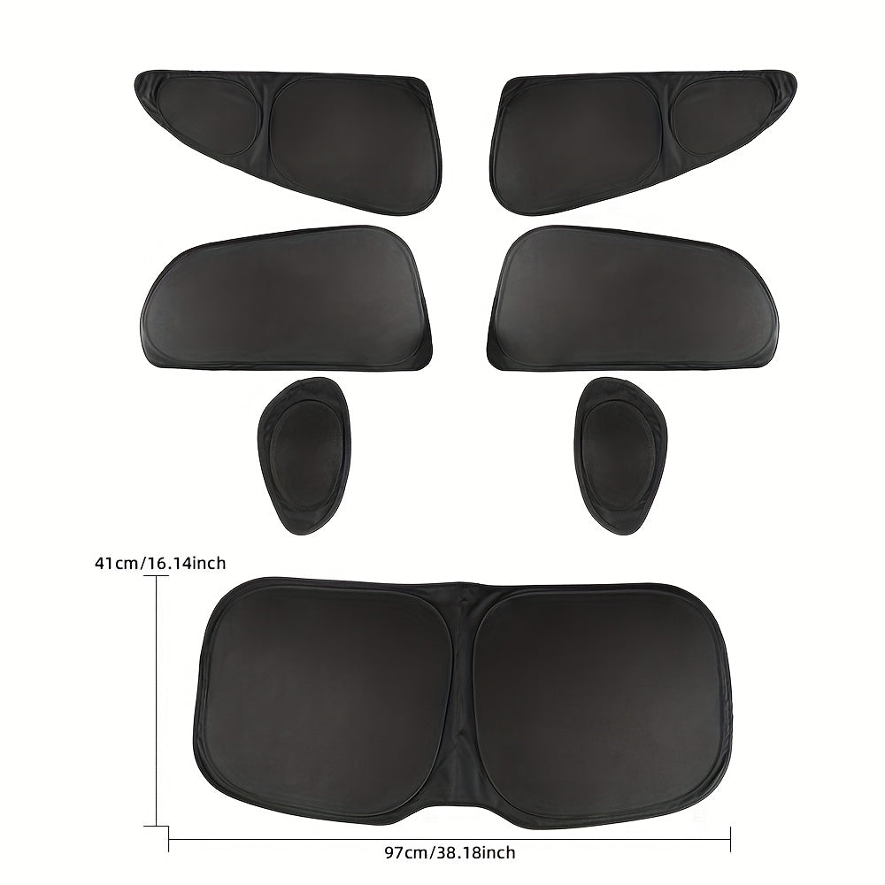 Car Sunshade Foldable Front and Rear Window UV Protection Black