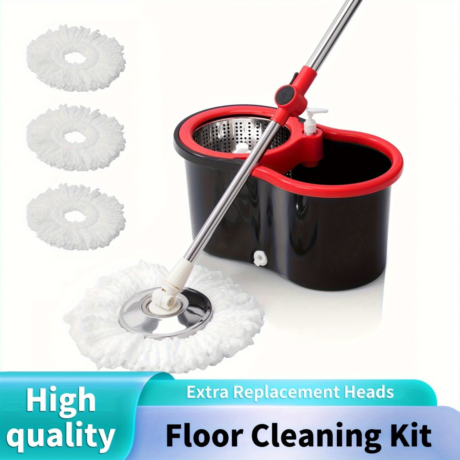 360° Rotating Mop and Bucket Set with Spin Dry Technology, 3 Microfiber Heads
