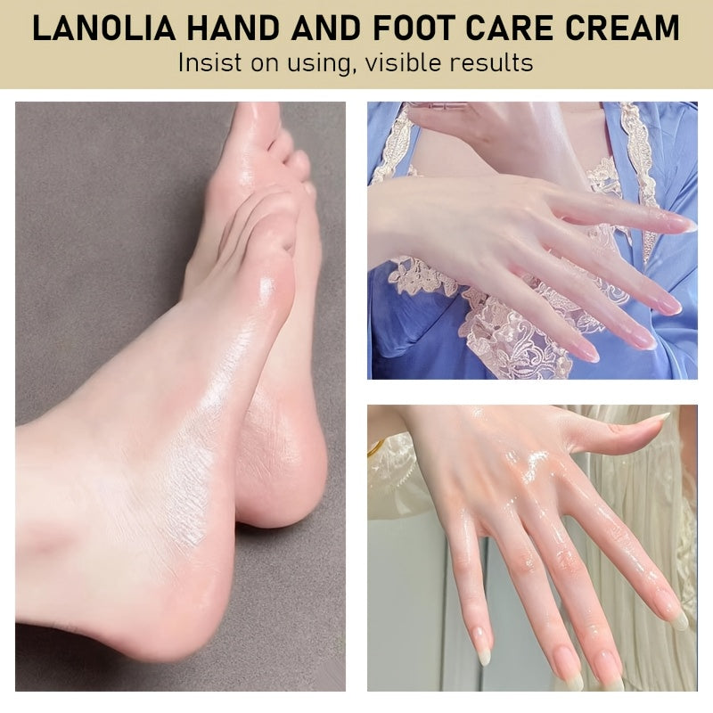 Crema de manos y pies con lanolina y ácido hialurónico para piel seca, hidratante profundo