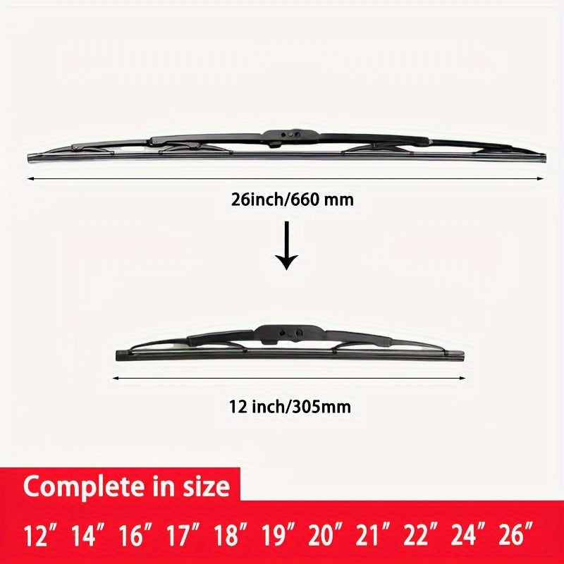 Universal Iron Wiper Blade Suitable for J/U Hooks 30.48-66.04cm Quiet and High Definition