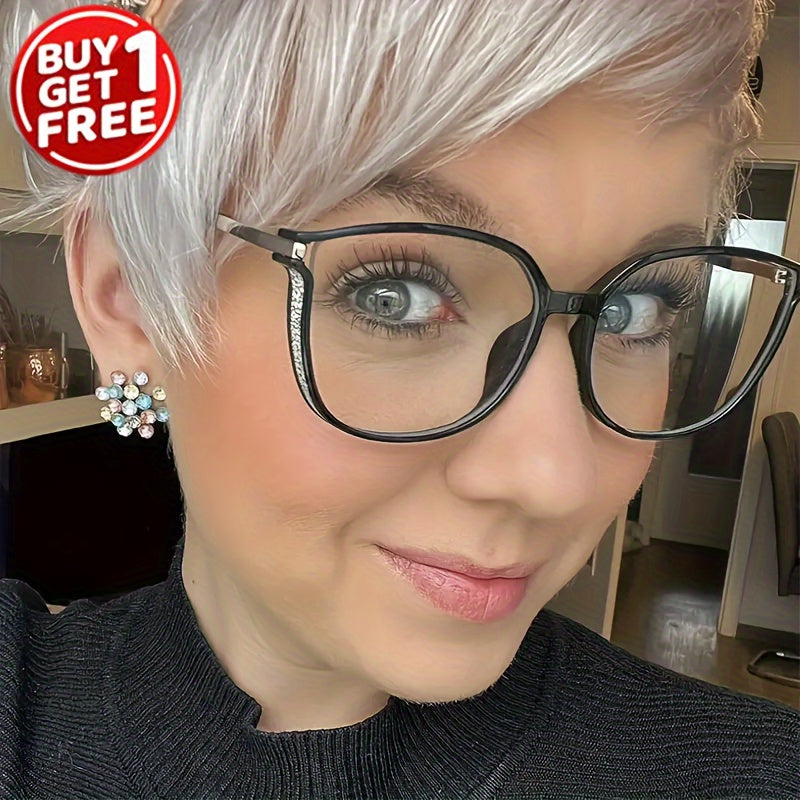 Ayollar uchun o'qish ko'zoynaklari, katta kvadrat ramka, shaffof linzalar, presbiyop o'quvchilar, 2 ta paket