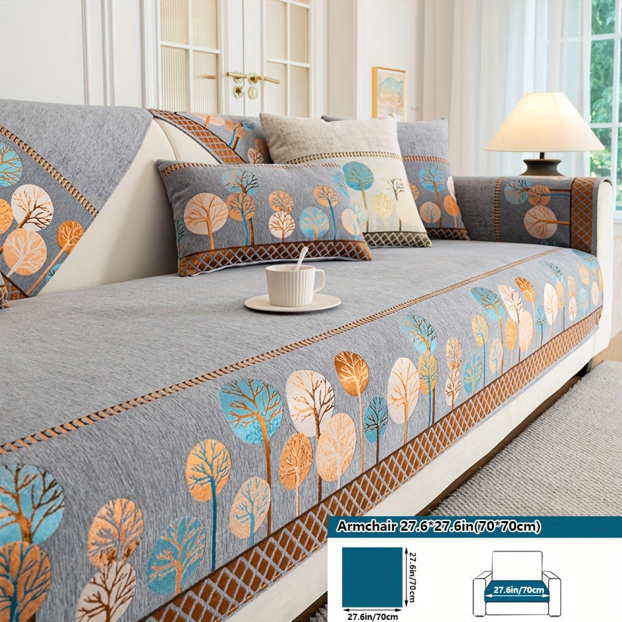 Нескользящая накидка на диван с мотивом дерева для 1-4 местных диванов, безопасна для домашних животных, моется в машине, прочная
