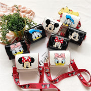 Kids Crossbody Bag with Cartoon Mickey and Minnie Mouse Design Durable PU Material for Travel and Outings