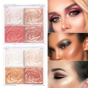 Waterproof Makeup Highlighter & Contour Palette Natural Rose-Shaped Packaging