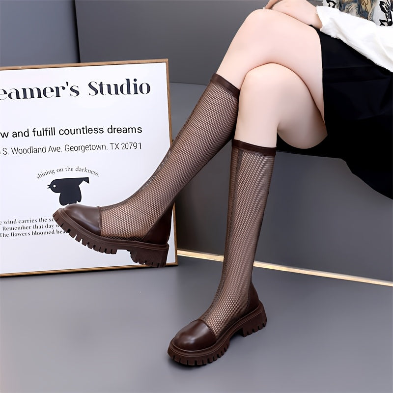 Women High Boots Polyurethane Casual Riding Shoes Large Size 43