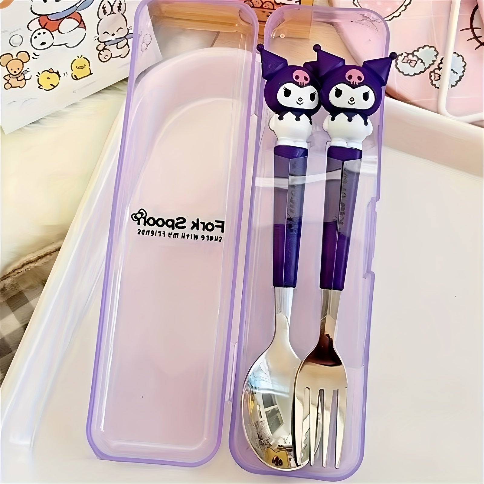Stainless Steel Hello Kitty Spoon and Fork Set 2-Piece Kitchenware for Restaurants