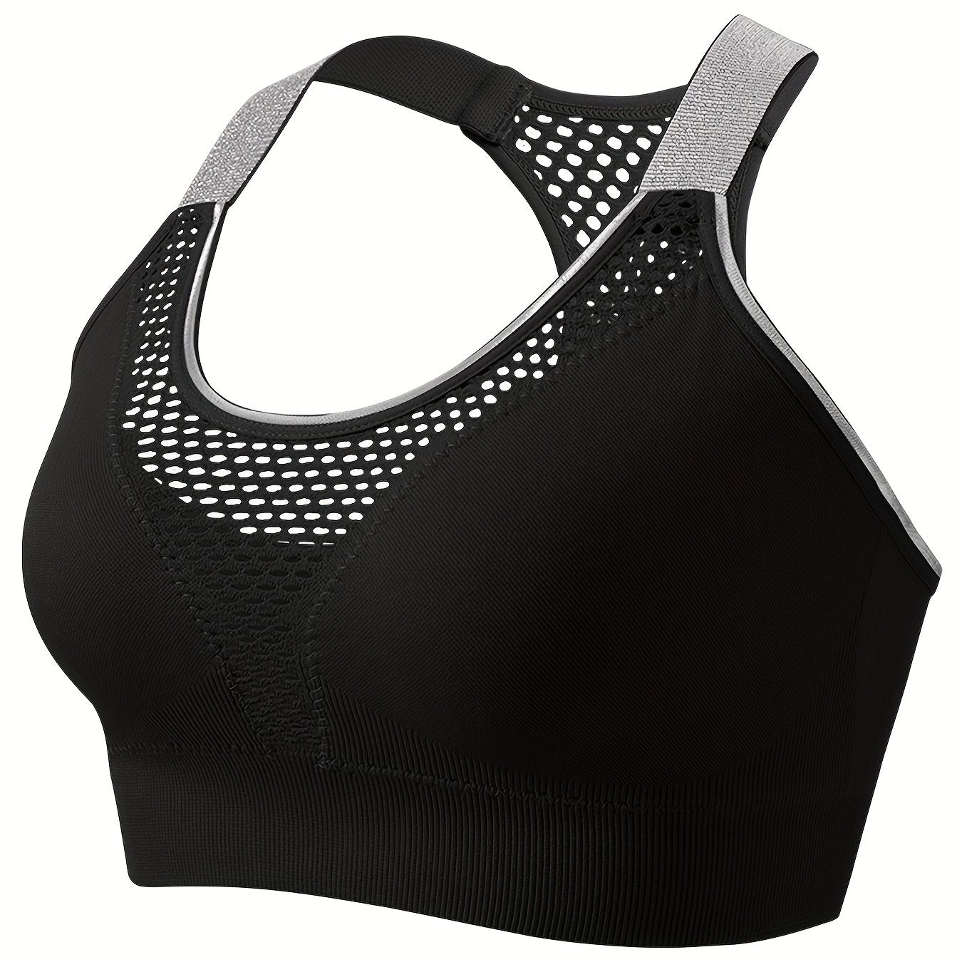 Women's Plus Size Sports Bra Breathable Nylon Yoga Running Gray Beige