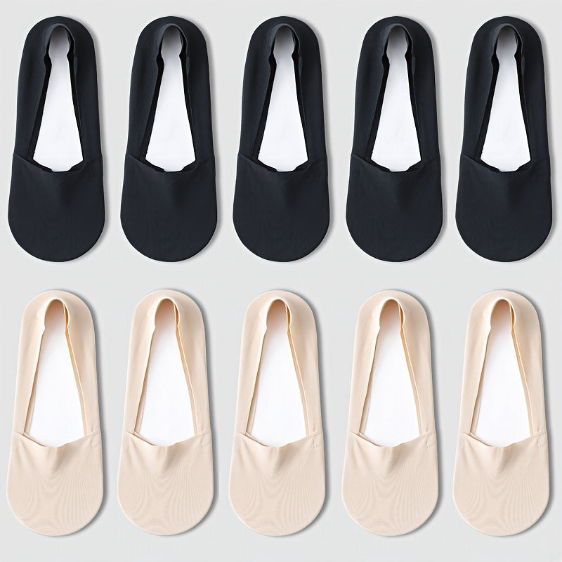 Women's Invisible Boat Socks 5 or 10 Pairs Non-Slip Shallow Mouth Summer