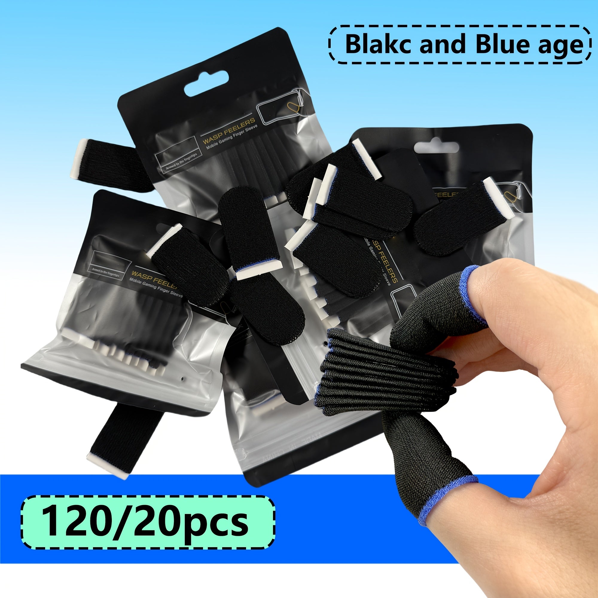 Conjunto de 120/20 mangas de fibra de carbono para dedos de juego, a prueba de sudor, antideslizantes, transpirables, ligeras para juegos en móvil