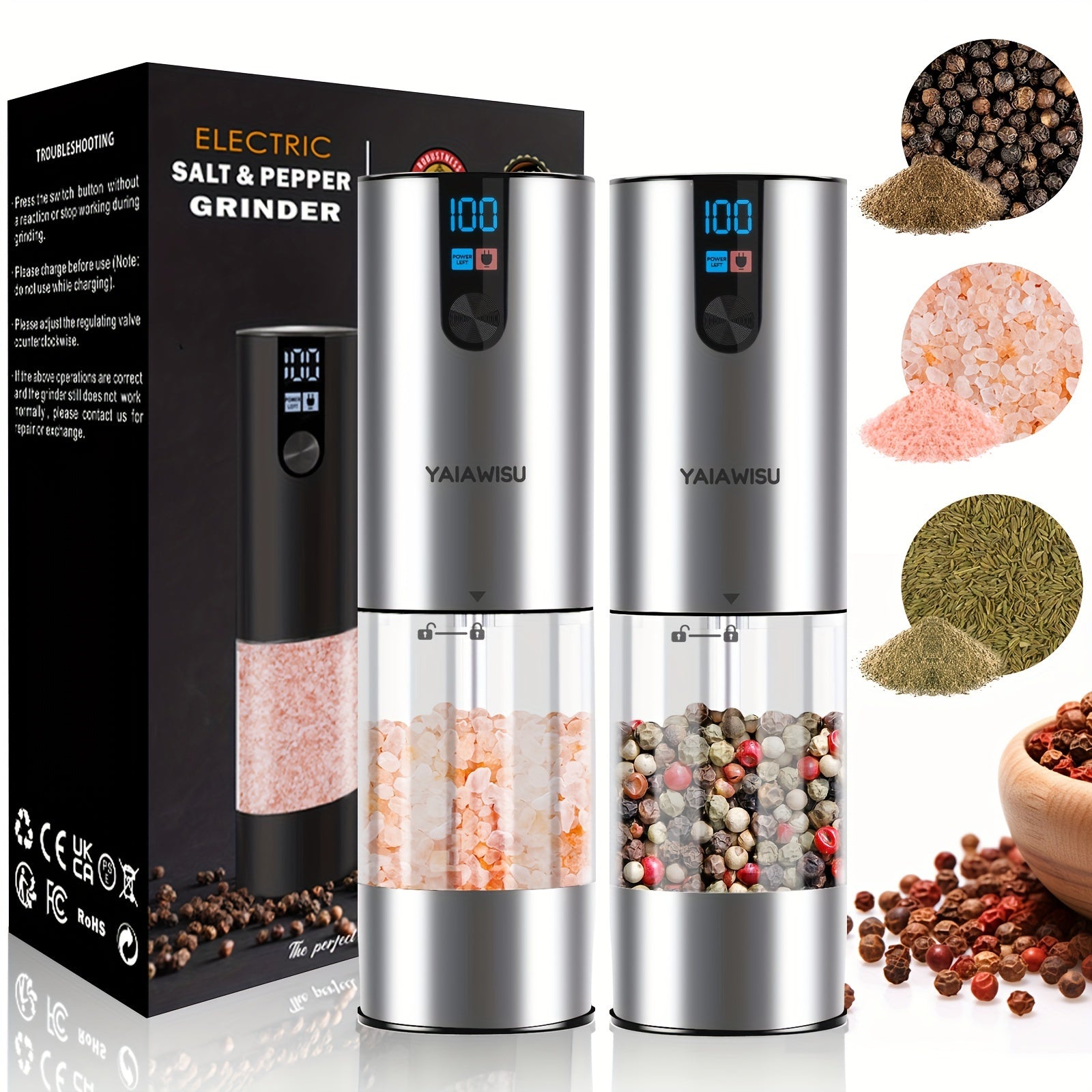 Портативная электрическая кофемолка с USB-зарядкой, ЖК-дисплеем, управлением одним нажатием для кофе и специй