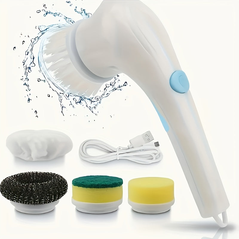 USB bilan qayta to'ldiriladigan sehrli tozalash cho'tkasi to'plami 5 ta almashtiriladigan boshni o'z ichiga oladi, bu uni oshxona, hammom va boshqa joylarni tozalash uchun mukammal qiladi. Uylar, mehmonxonalar va restoranlarda foydalanish uchun mos.