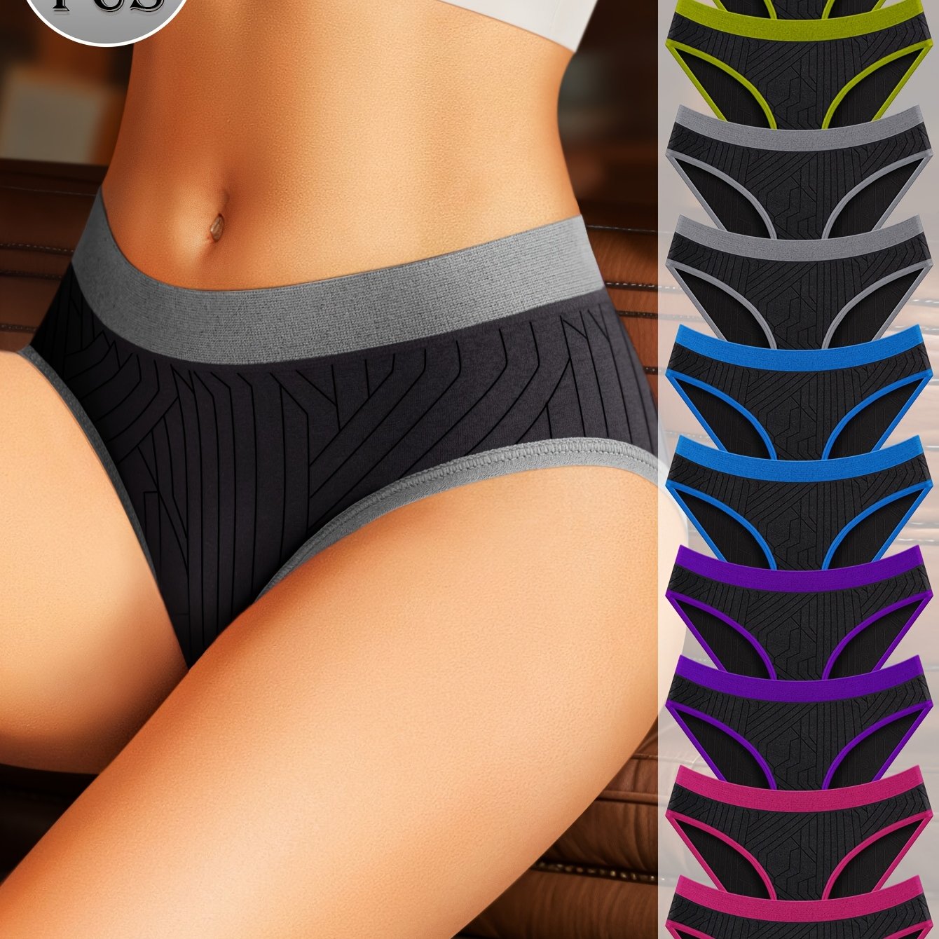 Women’s Low-Rise Briefs 10-Pack Nylon Blend Colorblock Medium Support