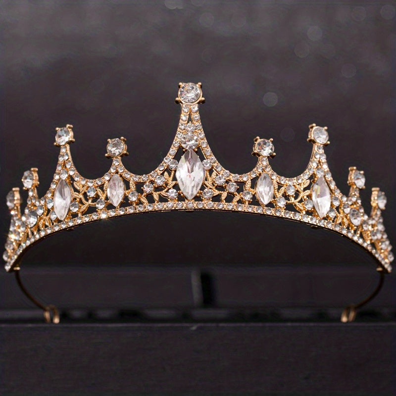 Girls Princess Tiara Headband with Flowers and Rhinestones for Halloween, Birthday, Cosplay