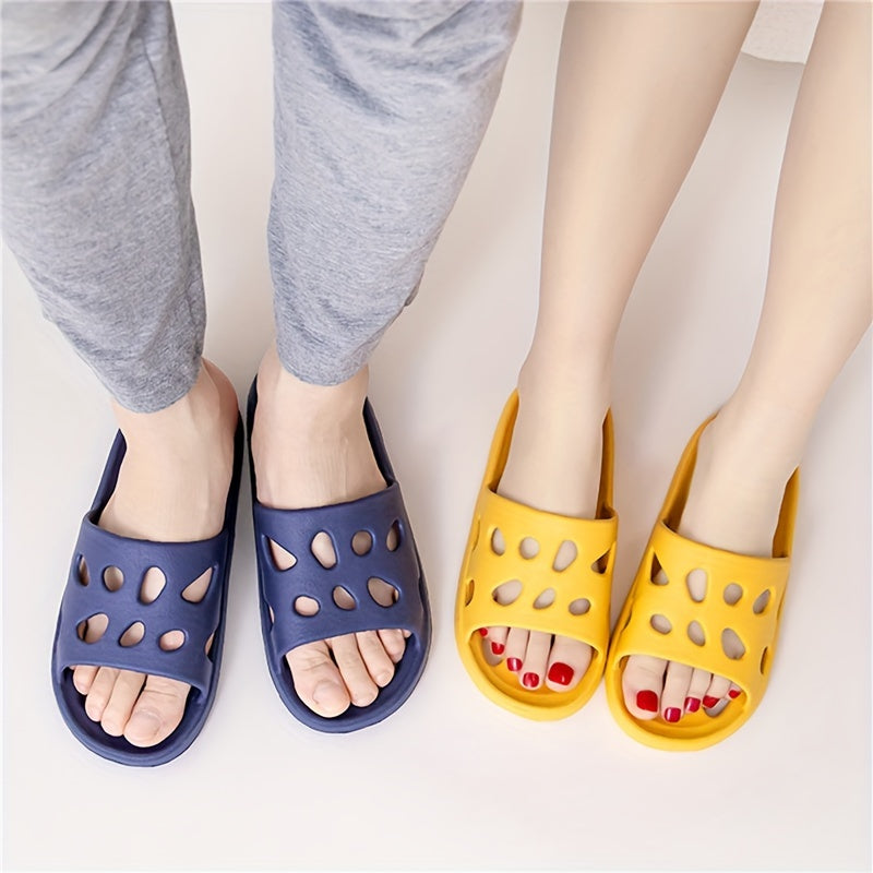 EVA Slippers Solid Color Hollow-Out Non-Slip Drainage Shower Slides