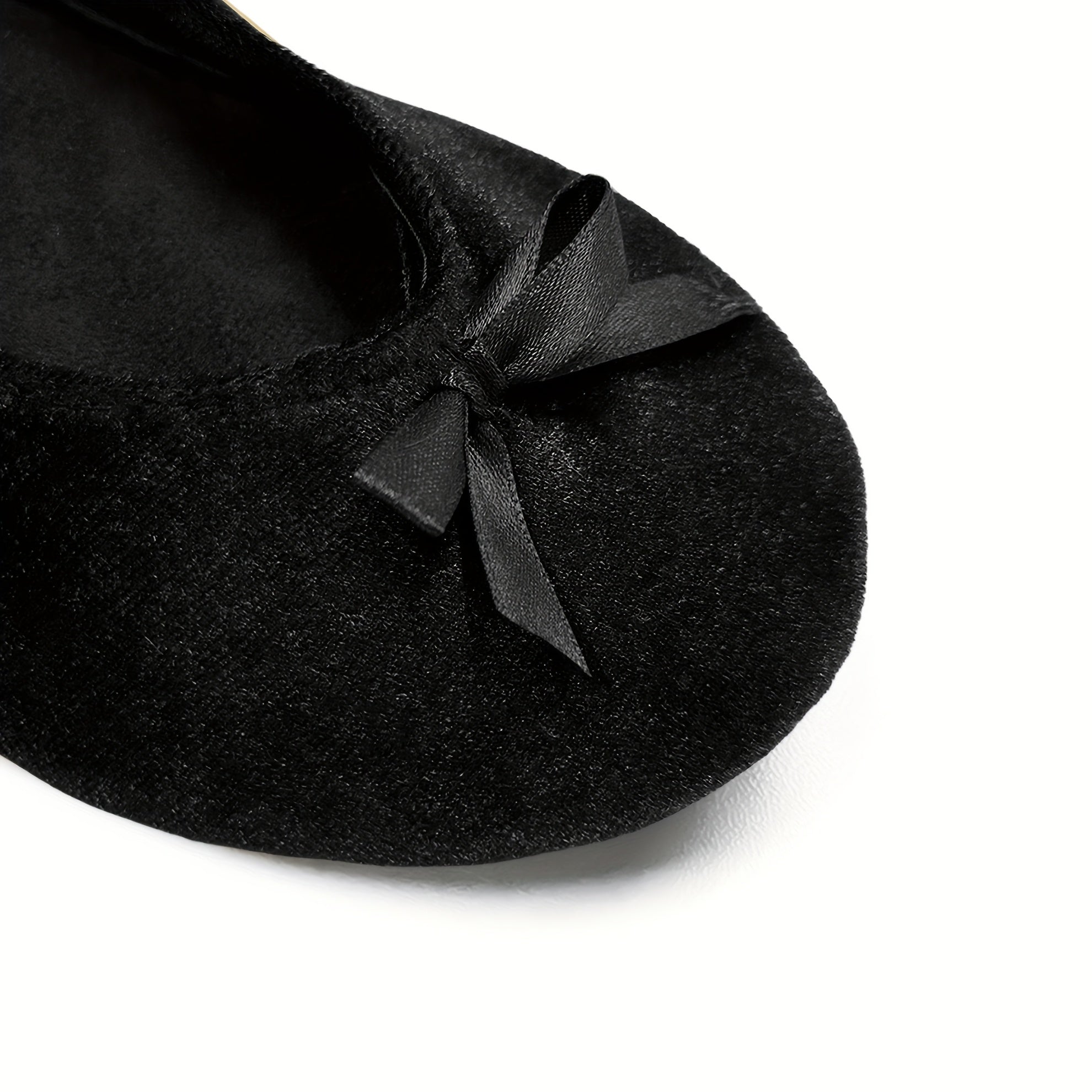 Women's Lightweight Slip-On Ballet Flats with Bowknot Black Fabric