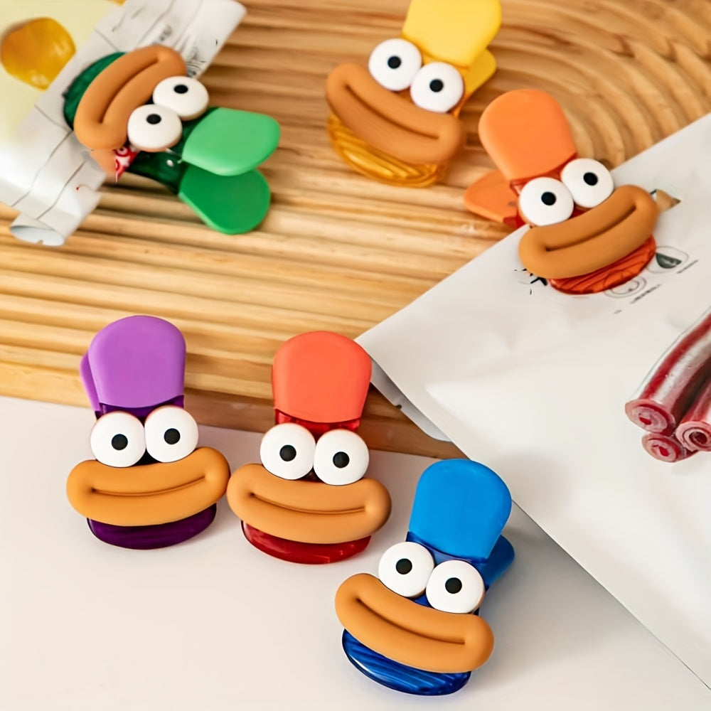 Set of 6 Multi-Purpose Kitchen Clips, Assorted Colors, Food Sealing and Refrigerator Magnets