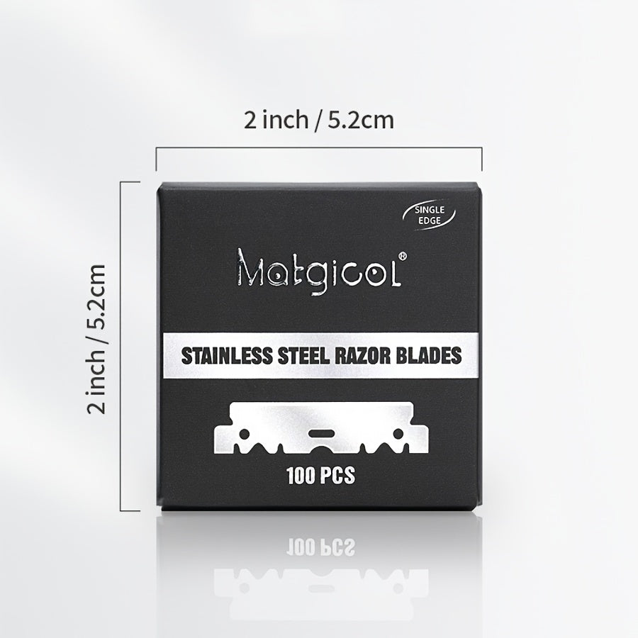 Cuchillas de afeitar de borde único para hombres, acero inoxidable, 100 unidades, afilado de precisión