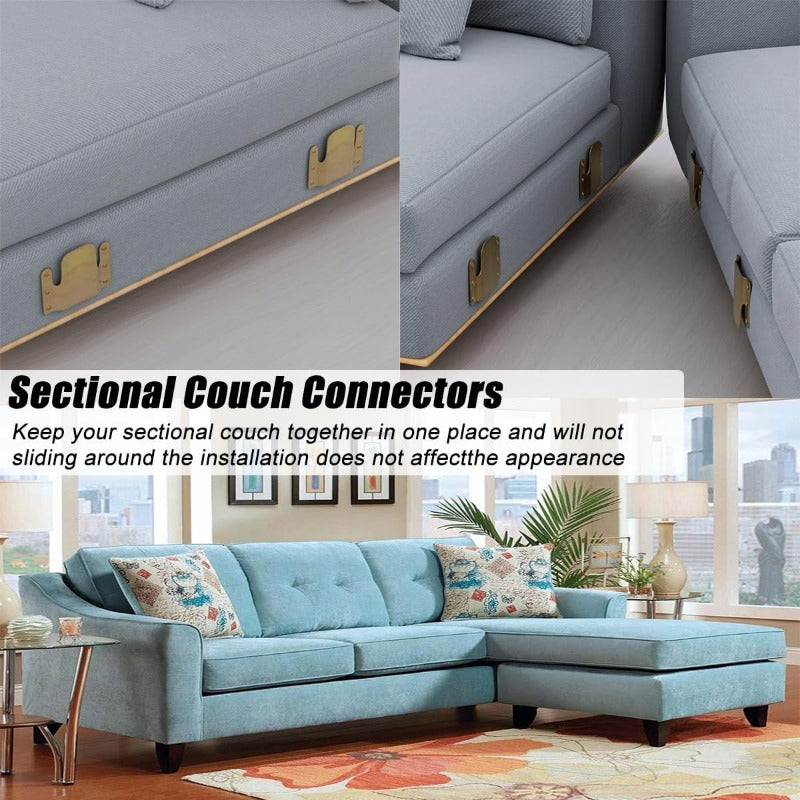 Conectores de sección de metal para sofá Chrome con tornillos para montaje y reparación de muebles