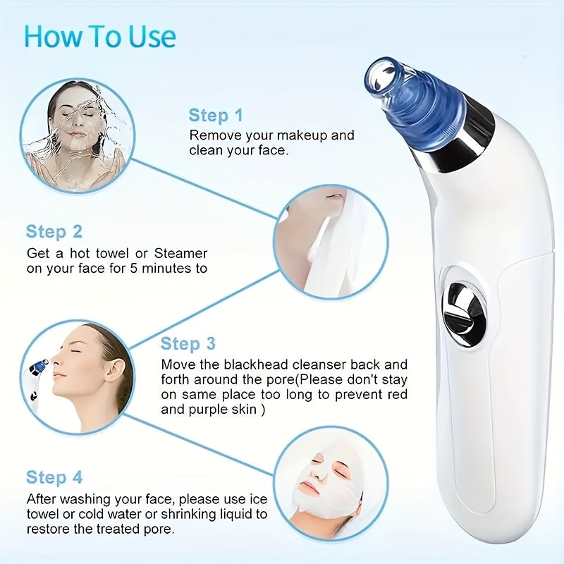 Electric Blackhead Remover with Four Suction Heads for Pore Cleansing