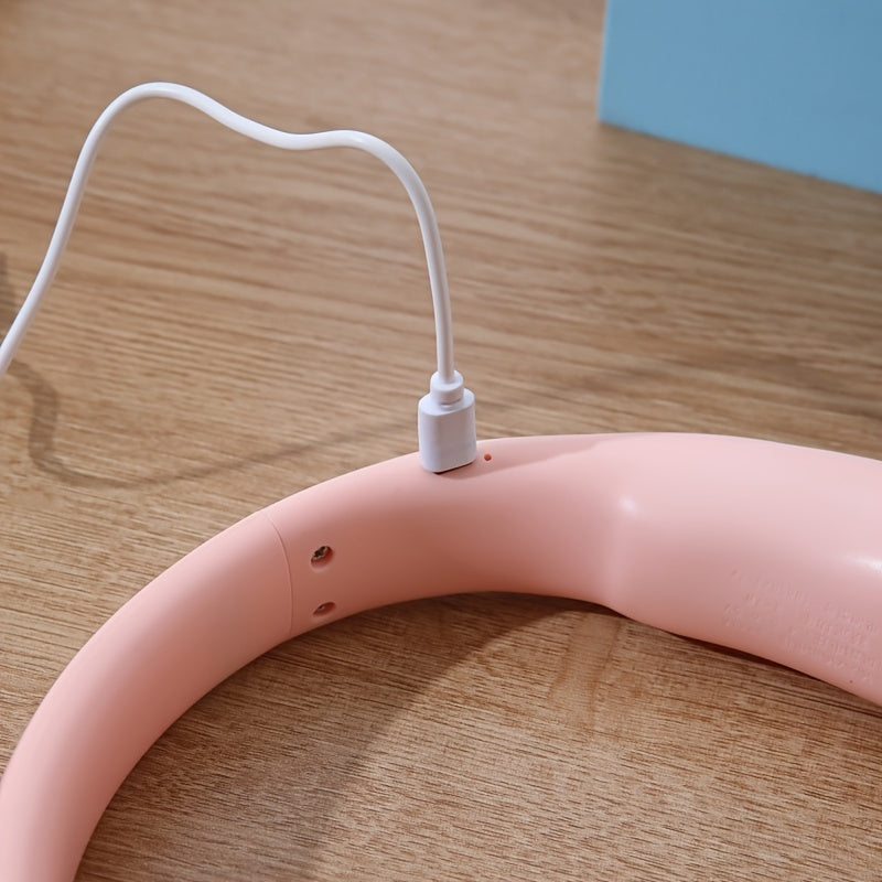 TOOP USB Rechargeable 4-Speed Portable Neck Fan, Bladeless Cooling Fan for Men & Women in White, Pink, Blue, and Teal - Yengil va qulay dizayn, sayohat, ofis va uchun ideal