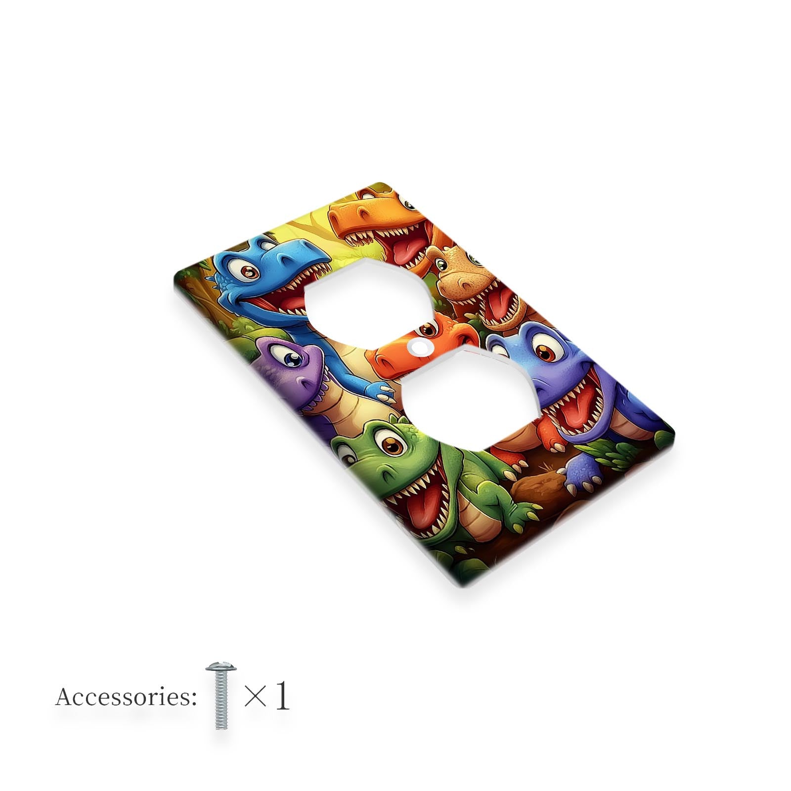 Agate Stone Dinosaur Light Switch Cover with Gold Embellishments for Kids Rooms