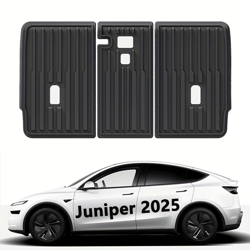 All-Weather Waterproof Seat Back Protector for Tesla Model Y Black Ribbed Cargo Liner