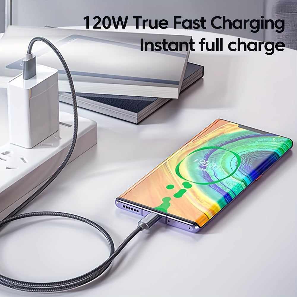 120W 6A USB Type C Charging Cable for Data Transfer and Fast Charging