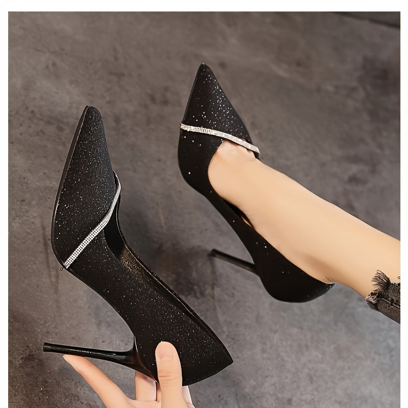 Women Rhinestone Stiletto Pumps Pointed Toe High Heel Sandals