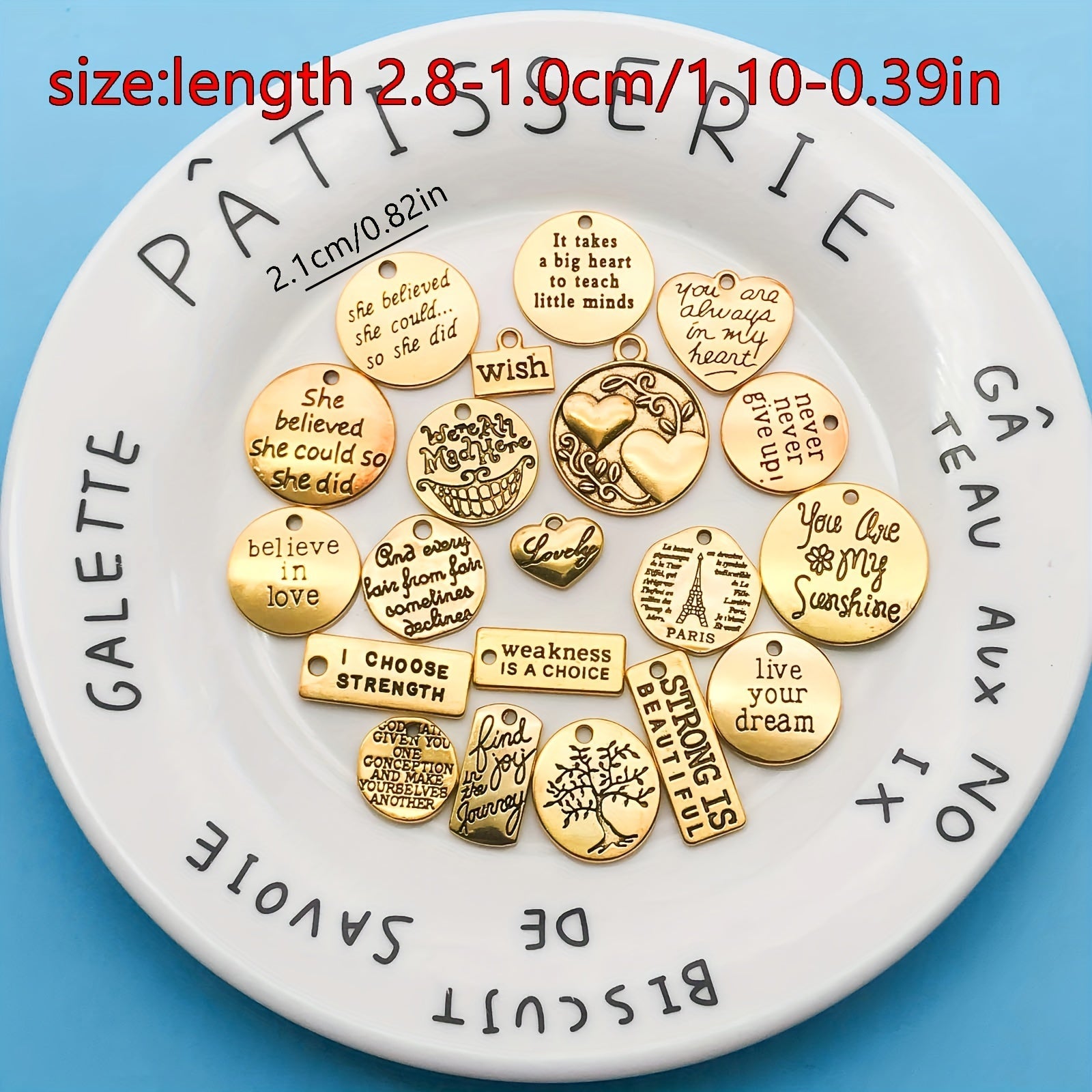 Jewelry Making Supplies 21-Piece Zinc Alloy Charm Set for DIY Necklace Bracelet Earrings