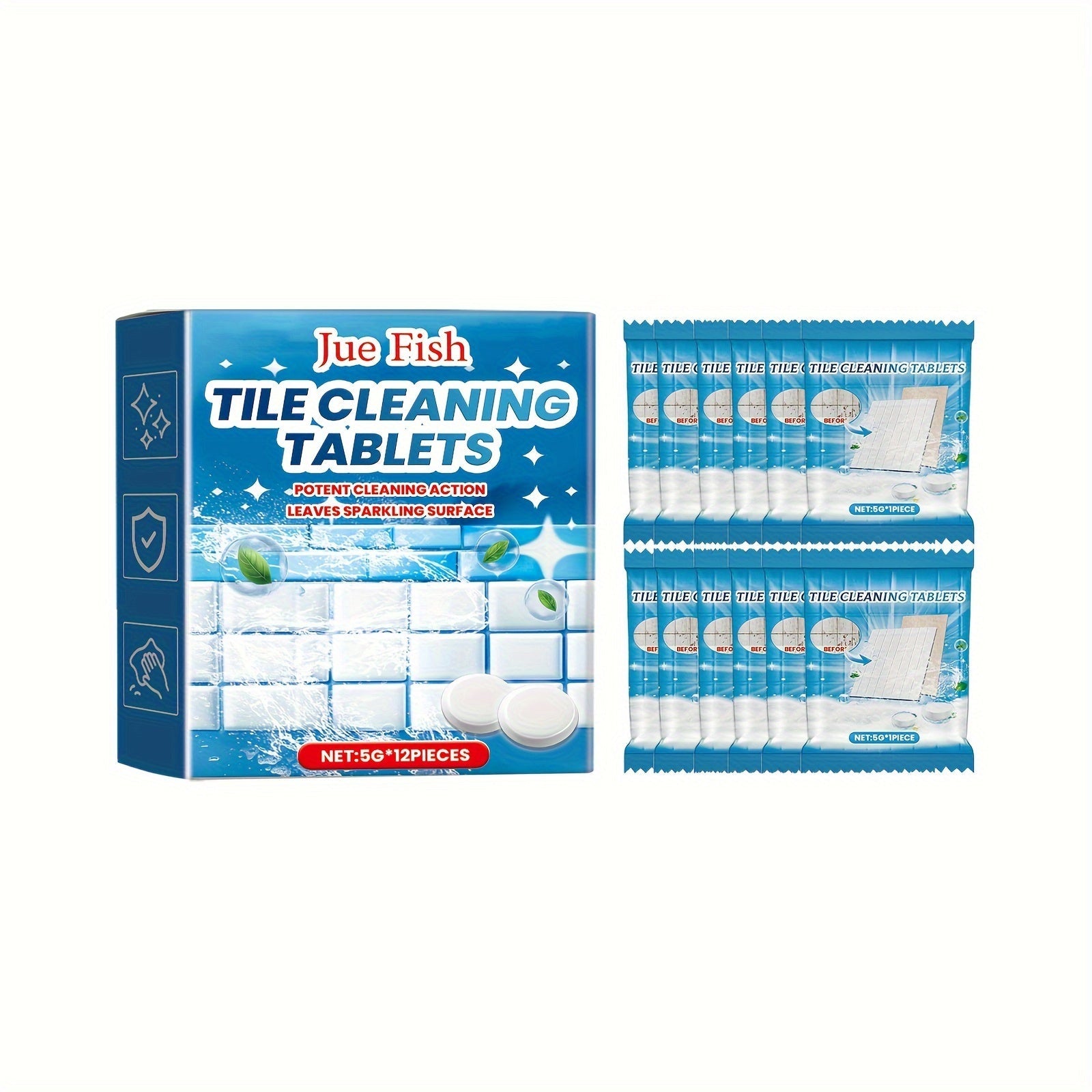 Effervescent Tile Cleaning Tablets for Home Kitchen Bathroom Walls