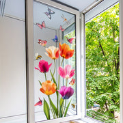 Vibrant Tulip Window Cling Dual-Sided Electrostatic Glass Decal for Home Office Decor
