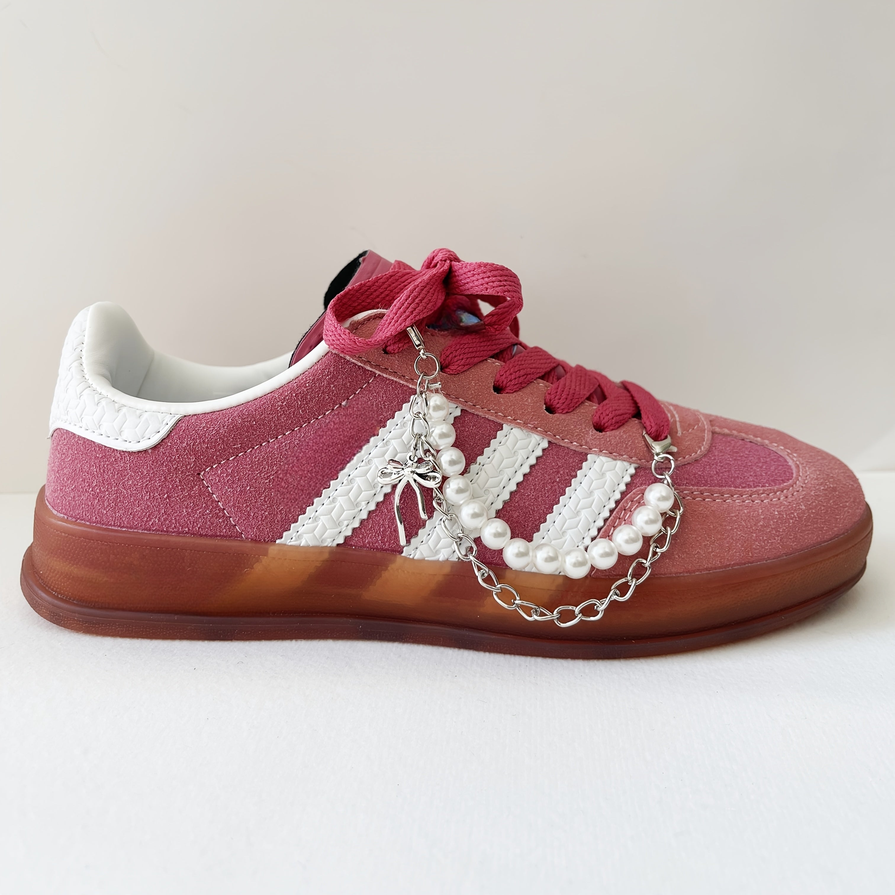 Women's Pearl Bow Shoe Accessories 2pcs Removable Metal Chain for Shoes and Bags