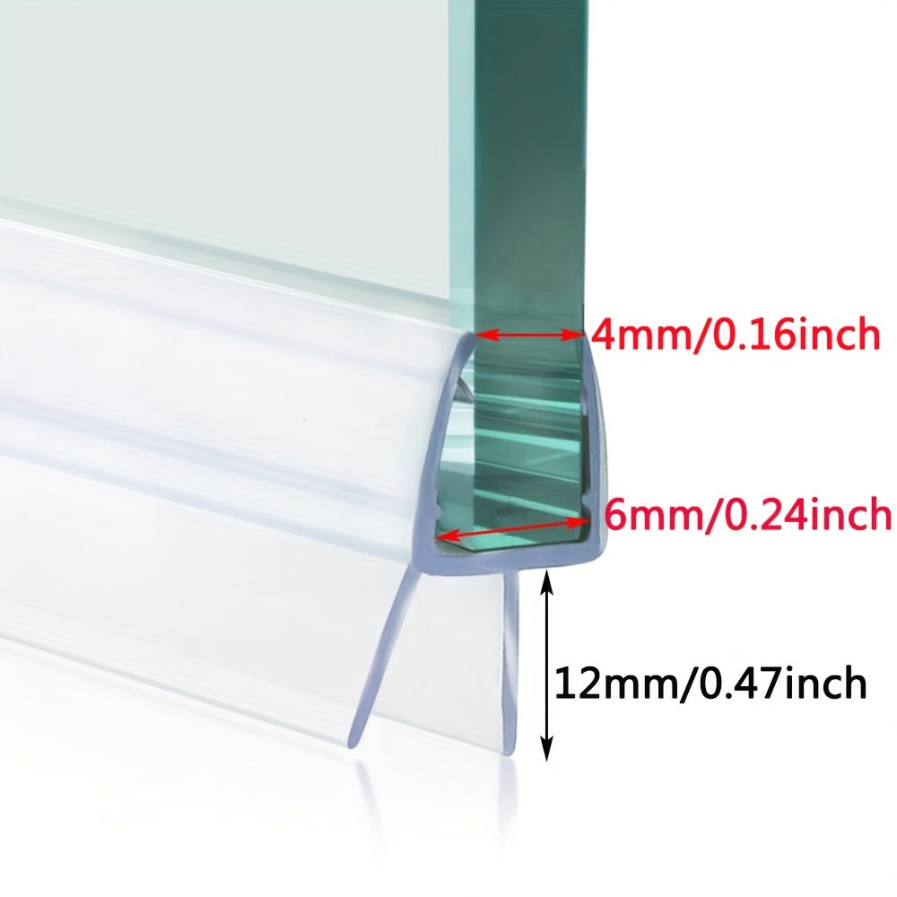 2pcs Shower Door Bottom Seal Clear Rubber 1/4 Inch X 19.68 Inch Bathroom Leak Stop