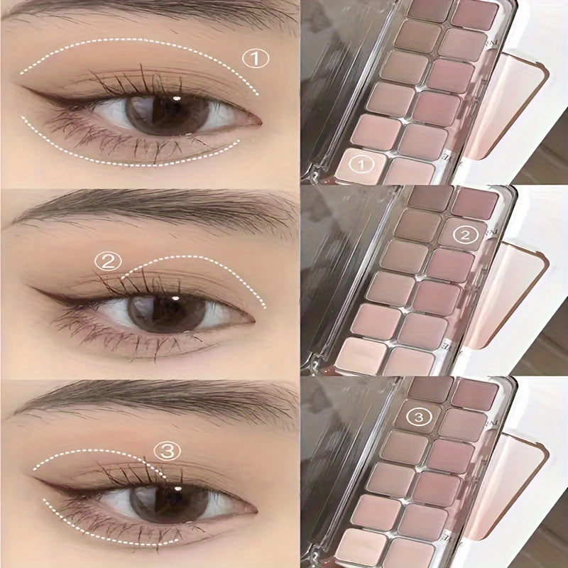 Women 12-Shade Eyeshadow Palette Cement Gray Brown Natural Tones