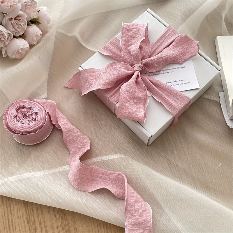 Envoltura de regalo con lazo plisado Boho Chic con borde de hoja de loto para decoraciones navideñas